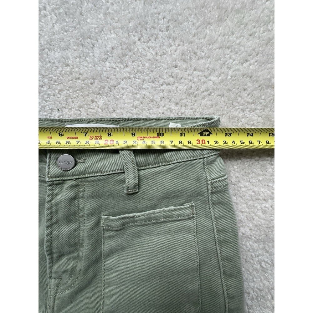 Risen - High Rise Patch Pocket Bell Bottom Jeans Size 0/24 Inseam 32" Olive - Picture 9 of 12